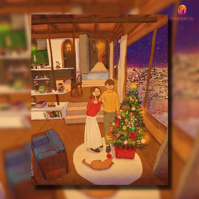 cặp đôi giáng sinh noel Timpencil CD01, tặng khăn lau cọ