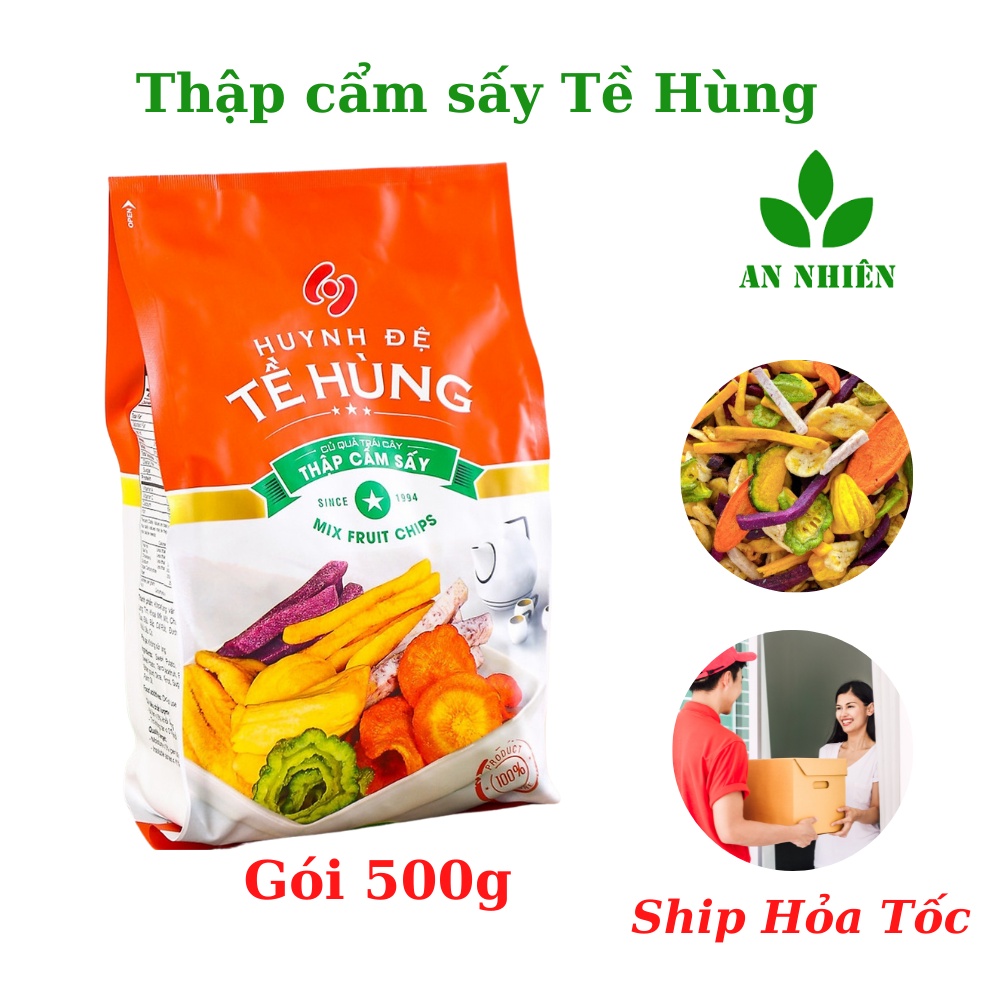 Trái cây sấy thập cẩm Tề Hùng 500g, đồ ăn vặt thơm ngon từ hoa quả sấy