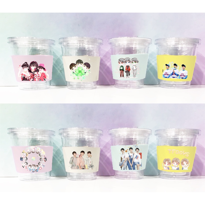 Cốc 2 lớp tfboys da pu C2DI40 ly giữ nhiệt Cốc sứ army cute dễ thương