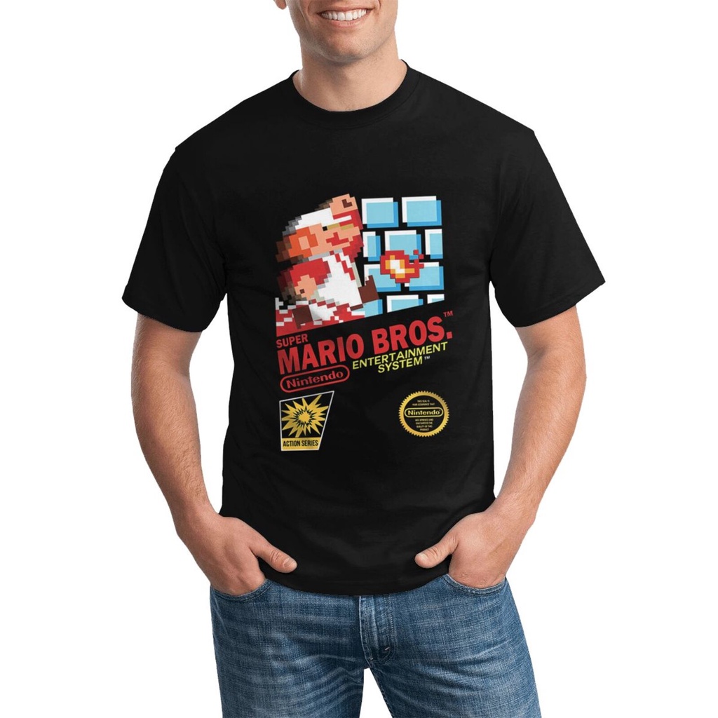Super Mario Brothers Retro Nes Game Cover Nintendo Họa tiết đẹp Áo thun nam in tùy chỉnh