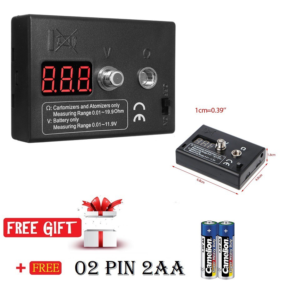 ⚡️QUÀ TẶNG⚡️ Dụng Cụ Đo Ohm Coil Master Ohm Mete _ Thiết Bị Đo Ohm Điện Tử (Dùng Pin 2AA - Tặng kèm)