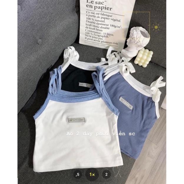 [Xả Kho] Áo 2 Dây Croptop Dáng Ống♥️ Áo Croptop Nữ Thêu WILL Chất Bo Gân Thiết Kế Basic Ôm Sát Body Lên Dáng Cực Xinh