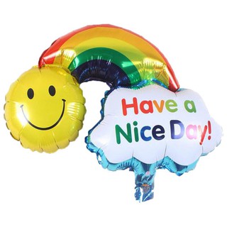 Bóng bay tráng nhôm cầu vồng mặt cười trang trí sinh nhật