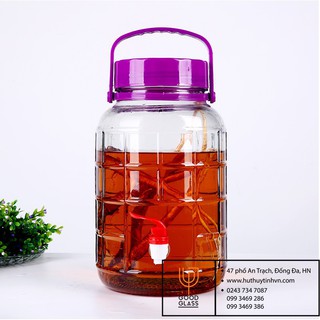 BÌNH NGÂM RƯỢU THỦY TINH 12 LÍT QUAI XÁCH CÓ VÒI