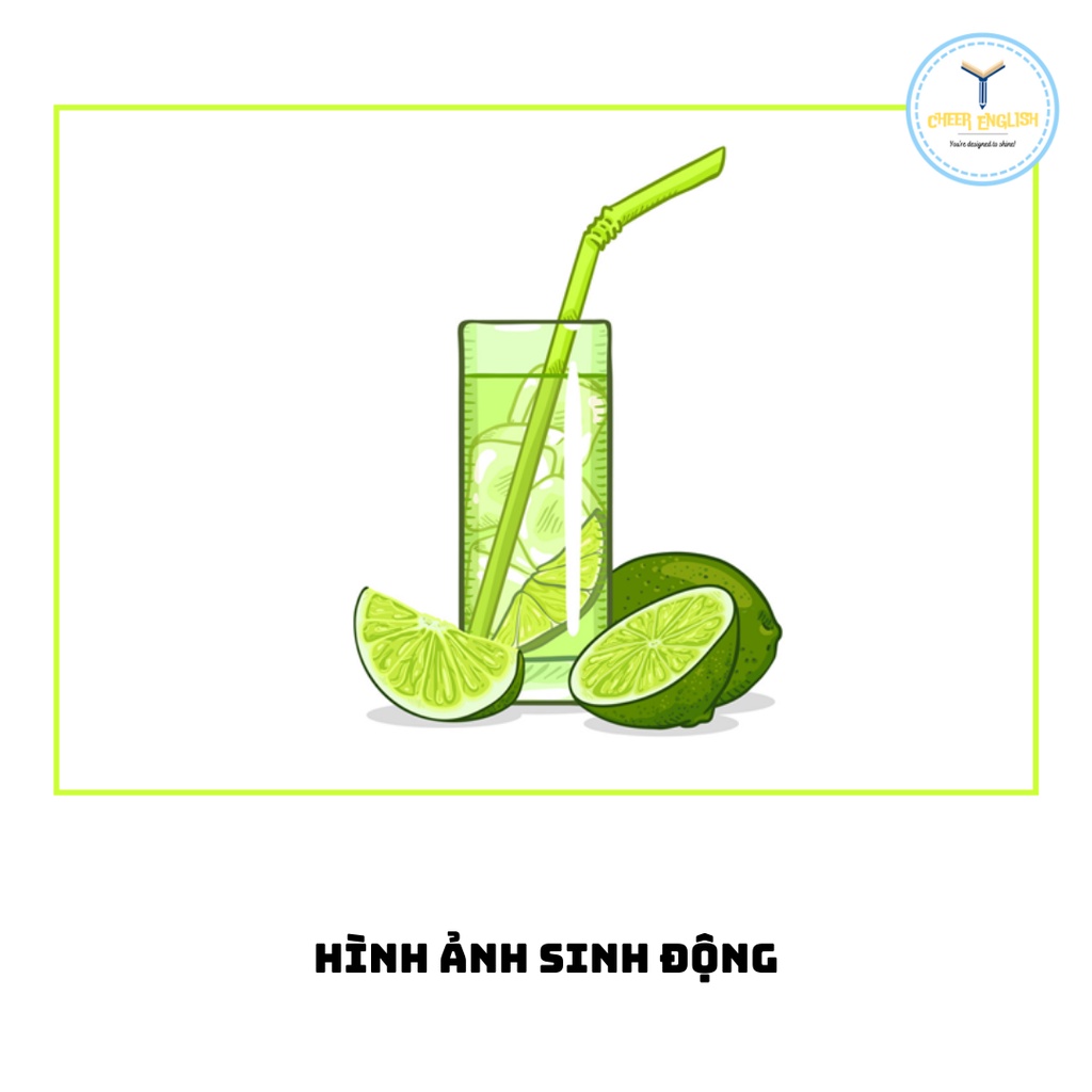 Flashcard chủ đề đồ uống thẻ học Tiếng Anh ép plastic