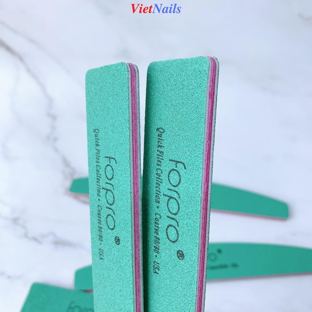 Lốc 10 Dũa Forpro Xanh Lõi Hồng Dũa Móng Tay Dũa Phá Bột Phá Gel Độ Nhám 80/80