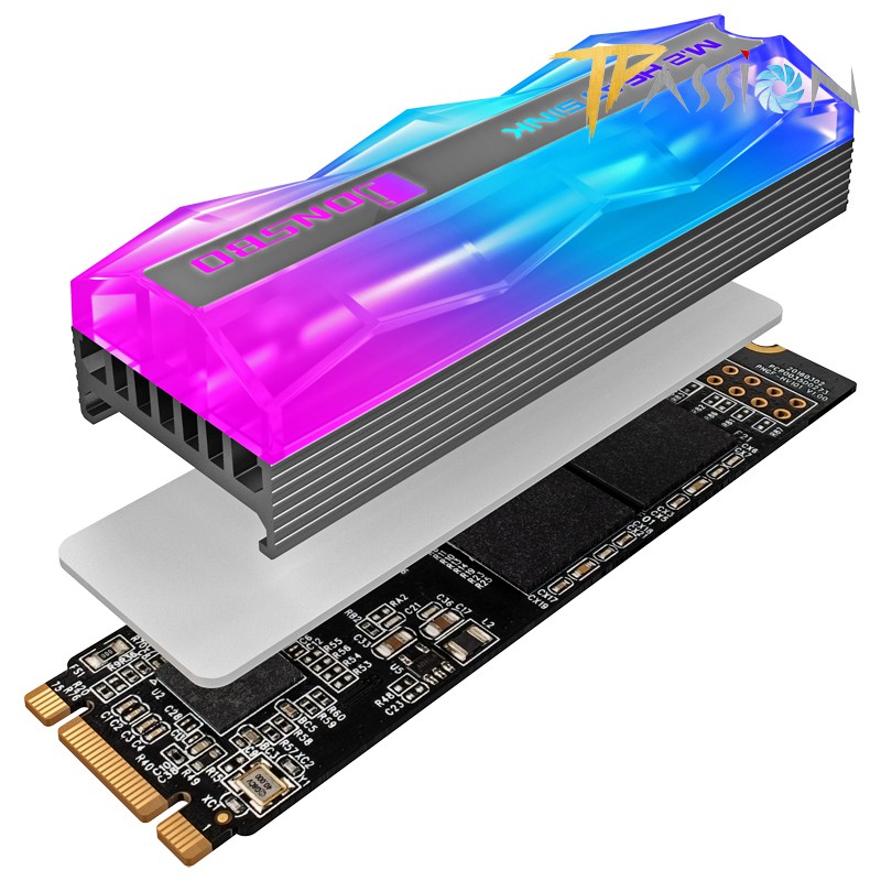 Tản nhiệt SSD M2 Jonsbo LED RGB tự động - hiệu năng cao, hiệu ứng màu Rainbow tuyệt đẹp, không cần cổng RGB main hỗ trợ