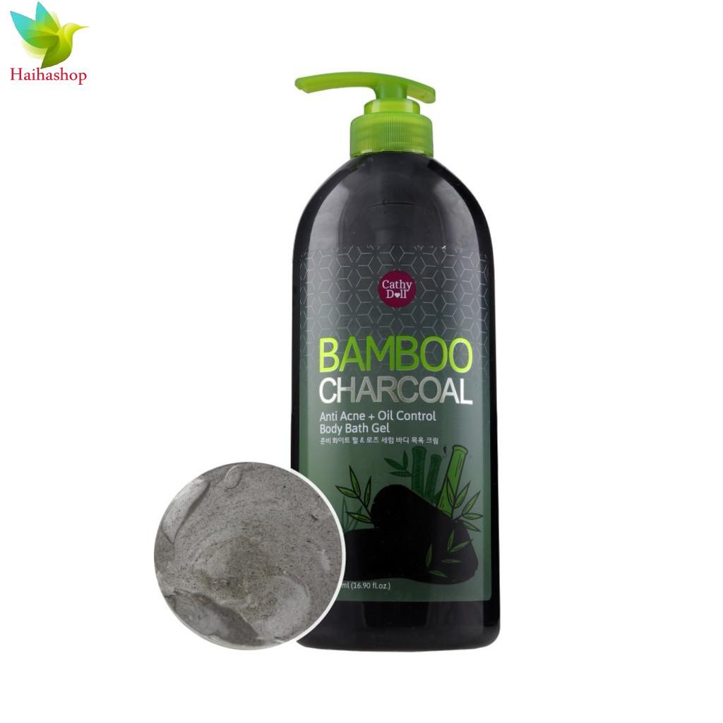 Sữa tắm than tre Cathy Doll Bamboo Charcoal Anti Acne+Oil Control Body Bath Gel 500ml hàng chuẩn