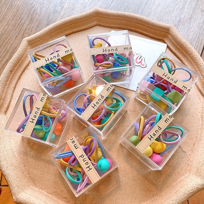 Set 10 Dây Buộc Tóc Co Giãn Họa Tiết Trái Cây Dễ Thương Cho Bé Gái