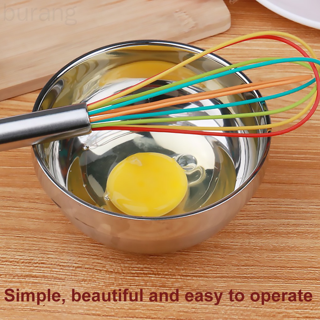Dụng Cụ Đánh Trứng Bằng Thép Không Gỉ Và Silicone Nhiều Màu