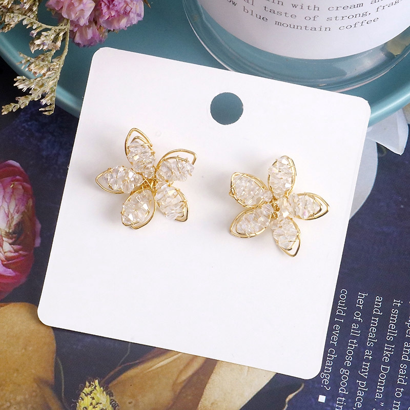 Hoa tai hình hoa đính đá lấp lánh mạ bạc 925 sang trọng