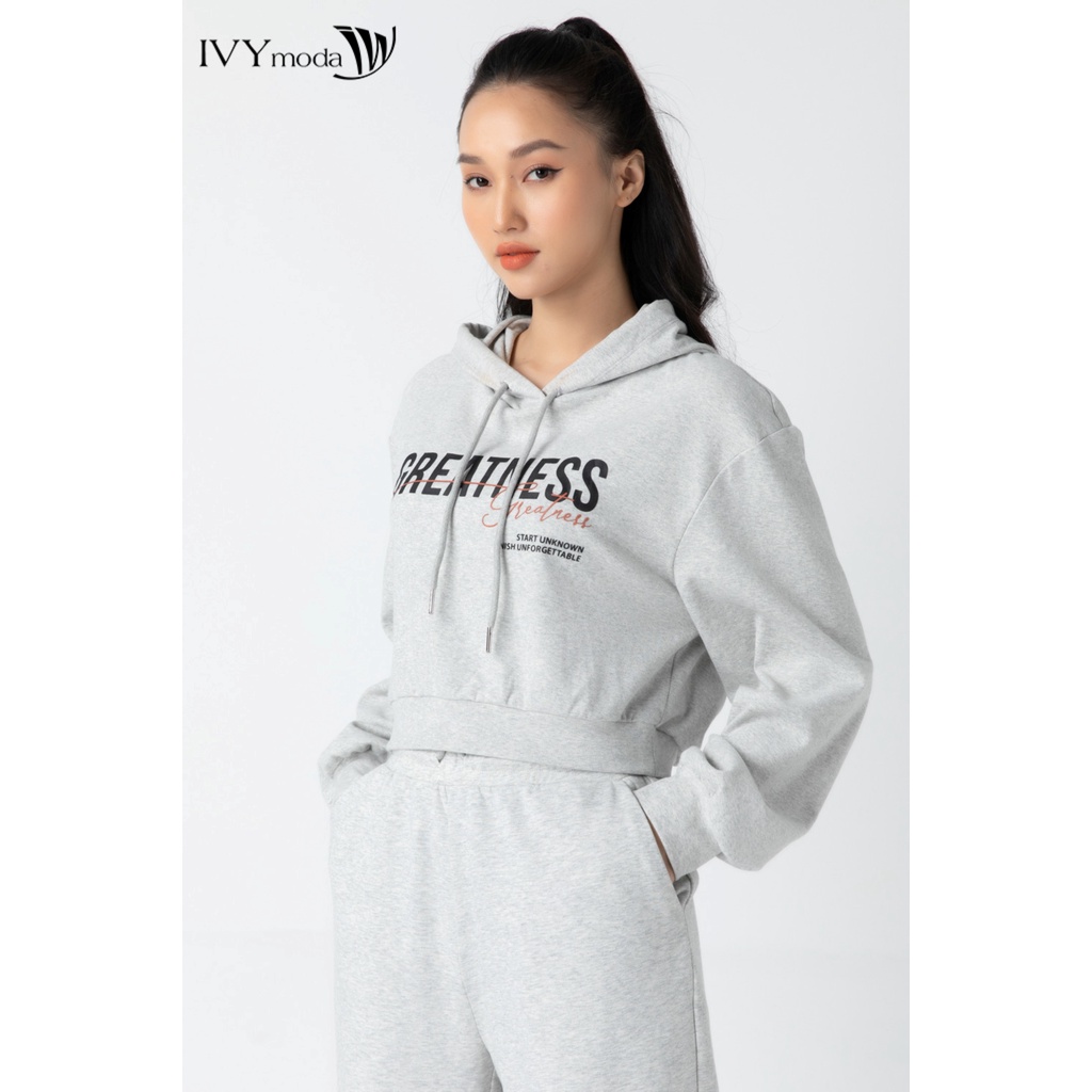 Bộ nỉ nữ in chữ Greatness IVY moda MS 59B8997