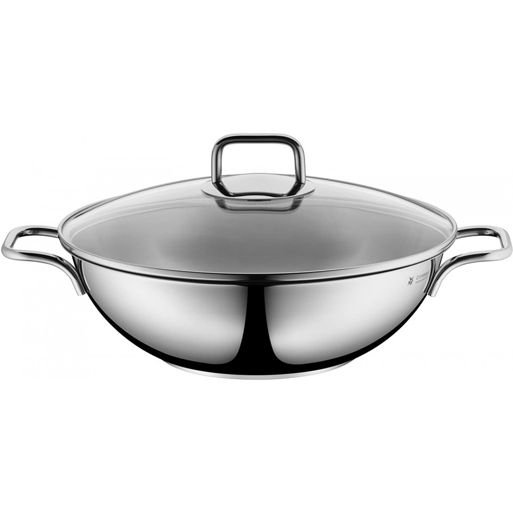 Chảo xào sâu lòng WMF Wok Party 28cm, không lớp chống dính, vung kính