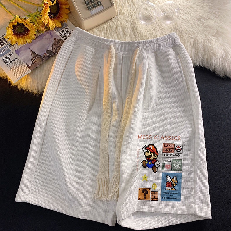 Quần Short Thể Thao Phối Dây Rút In Hoạt Hình Mario Thời Trang Mùa Hè Cho Nam