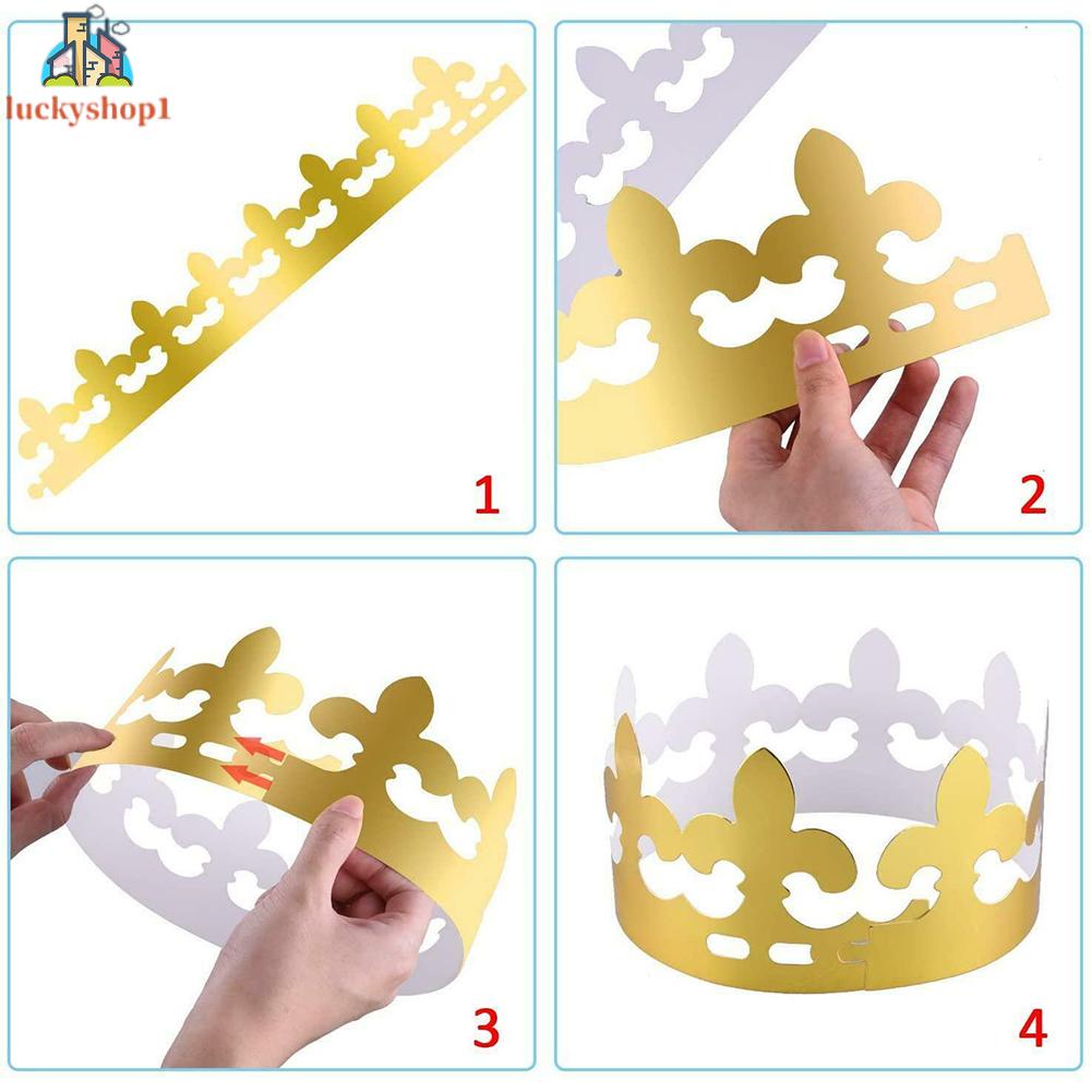 Set 28 Vương Miện Giấy Vàng Trang Trí Bữa Tiệc Cho Người Lớn Và Trẻ Em