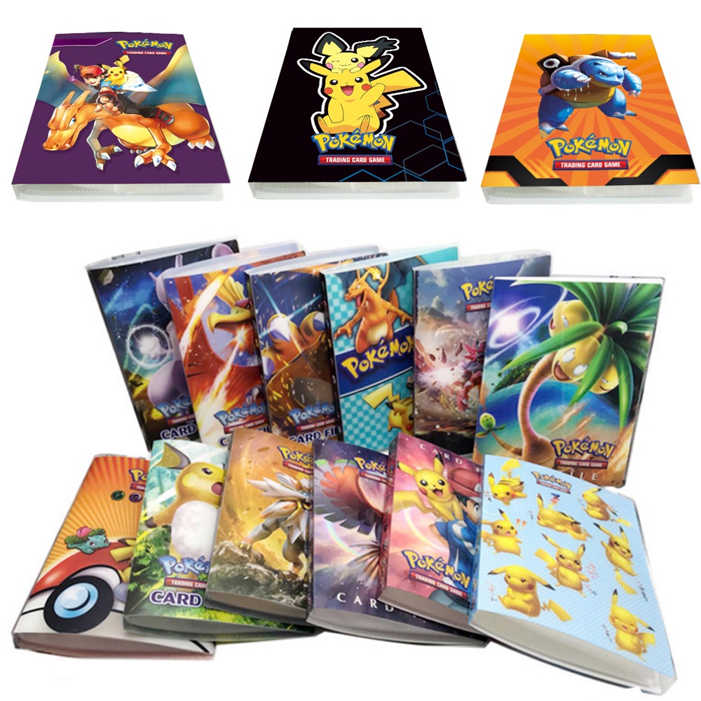 AUGUSTINA for Children Game Cards Album Cartoon Cards Album Book Pokemon Cards Album Pikachu Pokemons Toys 240Pcs Card Collectors Binder Folder for Gifts Card Holder