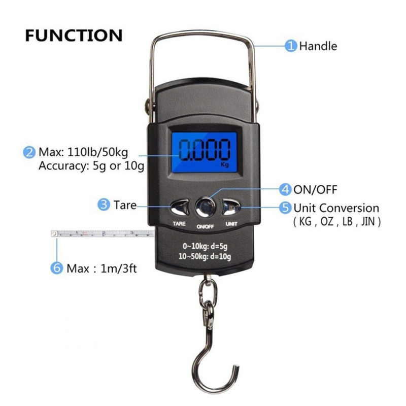 Cân Điện Tử 110lbs / 50kg Chuyên Dụng Cho Câu Cá Kèm Túi Đựng