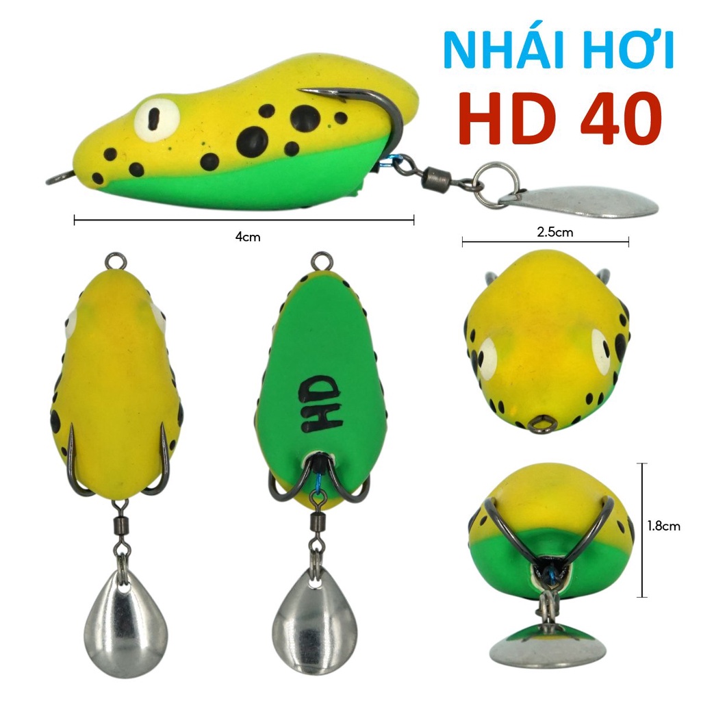 NHÁI HƠI HD40 THÁI LAN - MÒI GIẢ CÂU LURE CÁ LÓC (4CM/8GR)