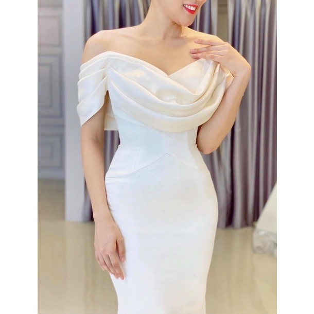 MS1241Y ĐẦM BODY ĐUÔI CÁ XẾP LY CỔ ĐỔ NƠ LƯNG full size S/M/L/XL