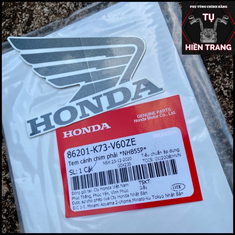 TEM CÁNH CHIM MÀU BẠC NỀN TRẮNG ZIN FUTURE 2020 MÀU TRẮNG CHÍNH HÃNG HONDA