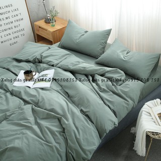 Sét vỏ chăn ga gối cotton đũi trơn màu xanh mint(ảnh thật cuối)