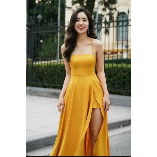 Đầm maxi đi biển đan dây lưng chéo xẻ tà nóng bỏng Holiday BT084