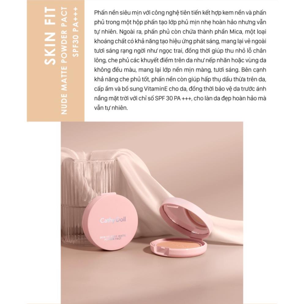 [CHÍNH HÃNG] Phấn phủ Cathy Doll Skin Fit Nude Matte Powder Pact SPF30 PA+++ 12g