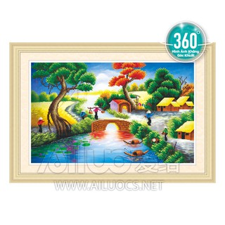 Tranh đính đá Phong Cảnh Làng Quê 77289 (chưa đính)