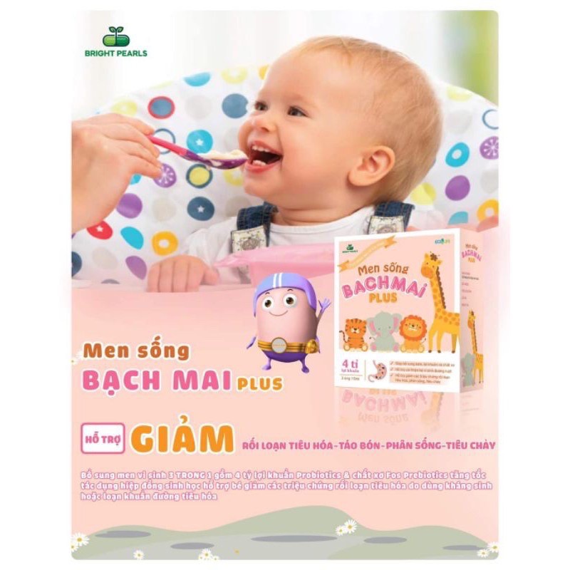 ⚡ CHÍNH HÃNG⚡ Men Sống BẠCH MAI PLUS chứa chất xơ và 4 tỷ lợi khuẩn/Táo Bón/Rối Loạn Tiêu Hóa/Biếng Ăn