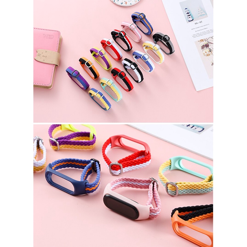 Dây Đeo Tay Bằng Nylon Co Giãn Điều Chỉnh Được Cho Mi band 6 Miband4 miband 5 xiaomi Mi band 4 3 5 6