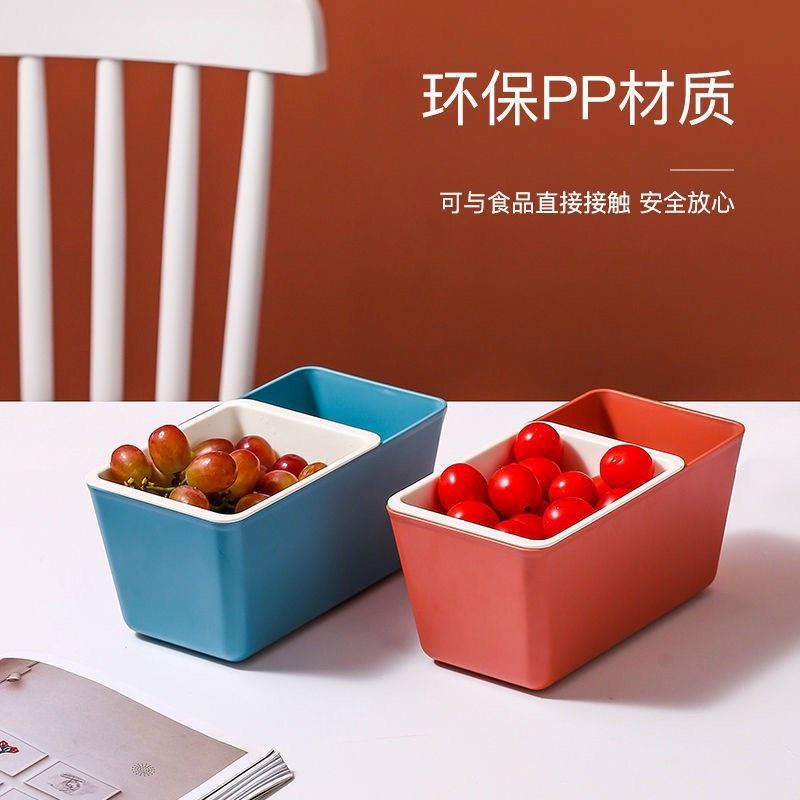 Hộp Đựng Đồ Ăn Vặt 2 Tầng ,Khay Rổ Nhựa Đựng Hoa Quả,Bánh Kẹo Đồ ăn Nhẹ 2 Tầng Sạch Sẽ,Tiện Lợi Đậu Đậu GDTM