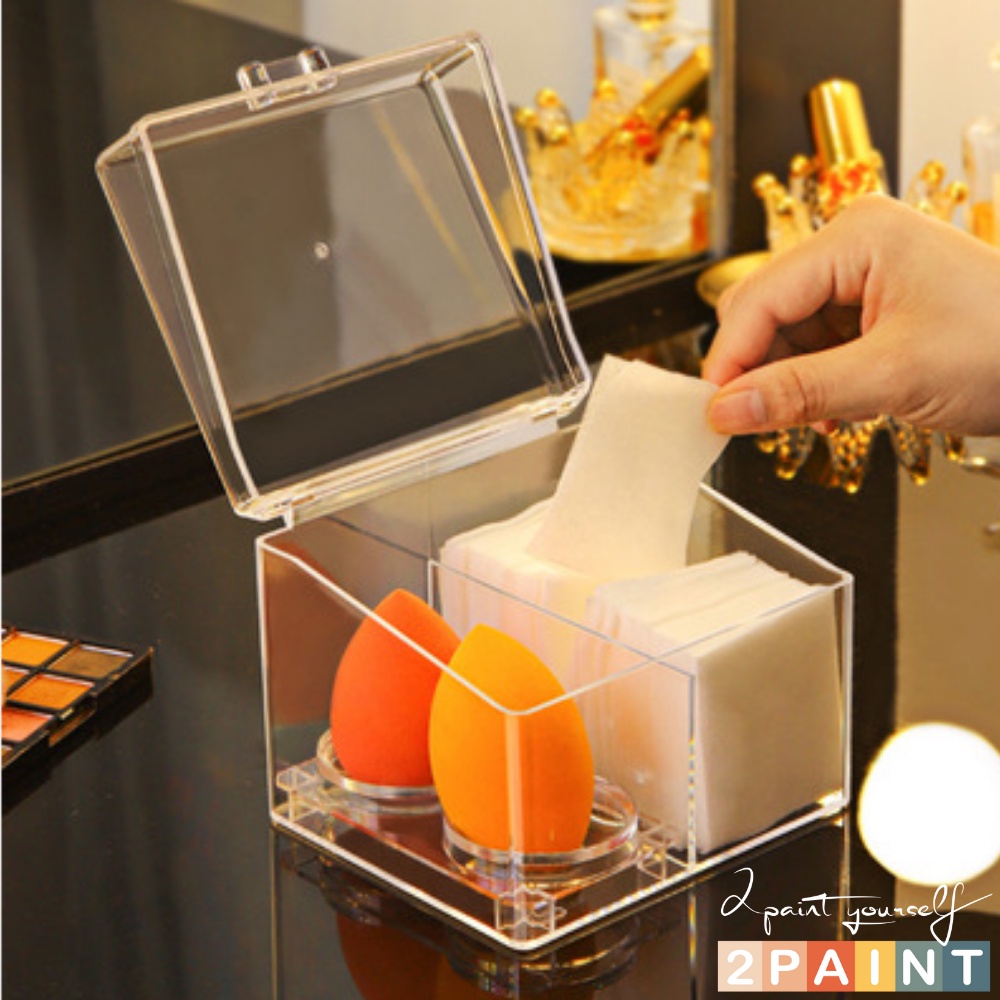 Hộp đựng bông tẩy trang chia ngăn trong suốt tiện lợi 2paint