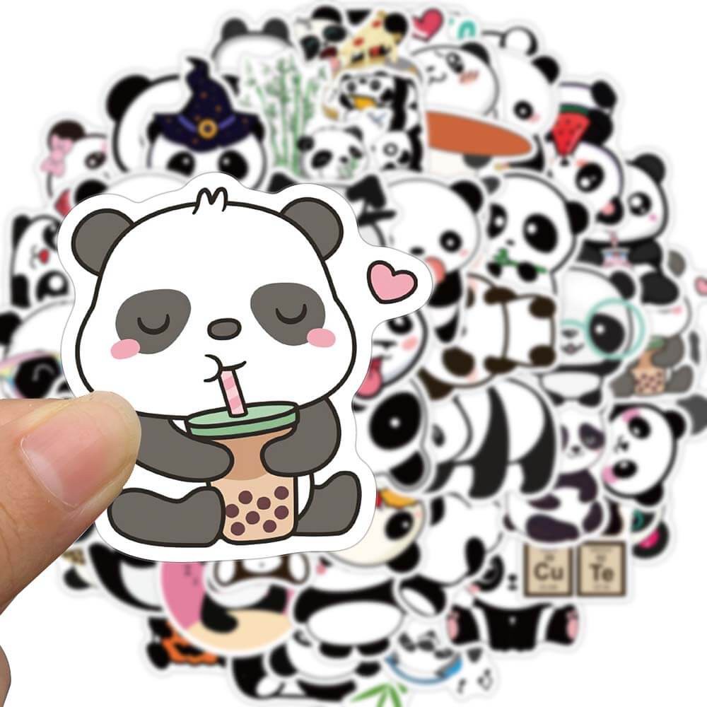 Bộ 50 miếng dán trang trí hình gấu trúc hoạt hình đáng yêu ngộ nghĩnh không thấm nước
