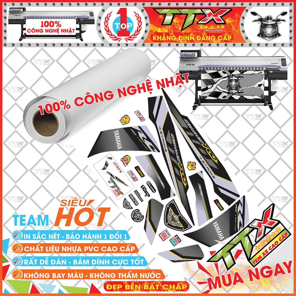 Tem Xe Sirius RC Xám Đen Tím Vàng - Tem Dán Xe Sirius 110 Tím Vàng Xám Đen Siêu Đẹp - Mẫu Tem Rời Sirius Đen