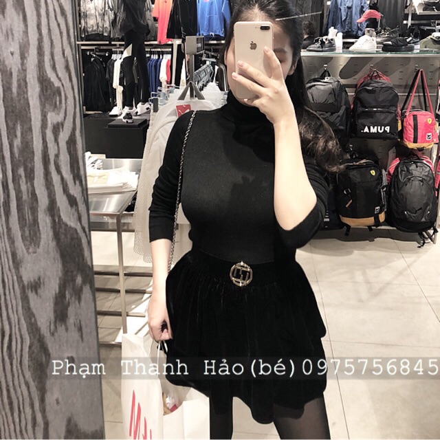 Chân váy nhung tầng