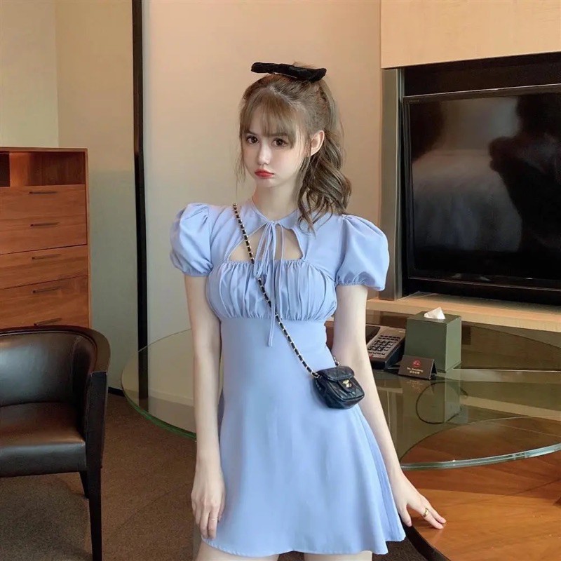 Đầm nữ ✅QUẢNG CHÂU✅ váy nữ đẹp Hà Nội order taobao có sẵn, váy kiểu cut out ngực tay phồng nhẹ hottrend | BigBuy360 - bigbuy360.vn