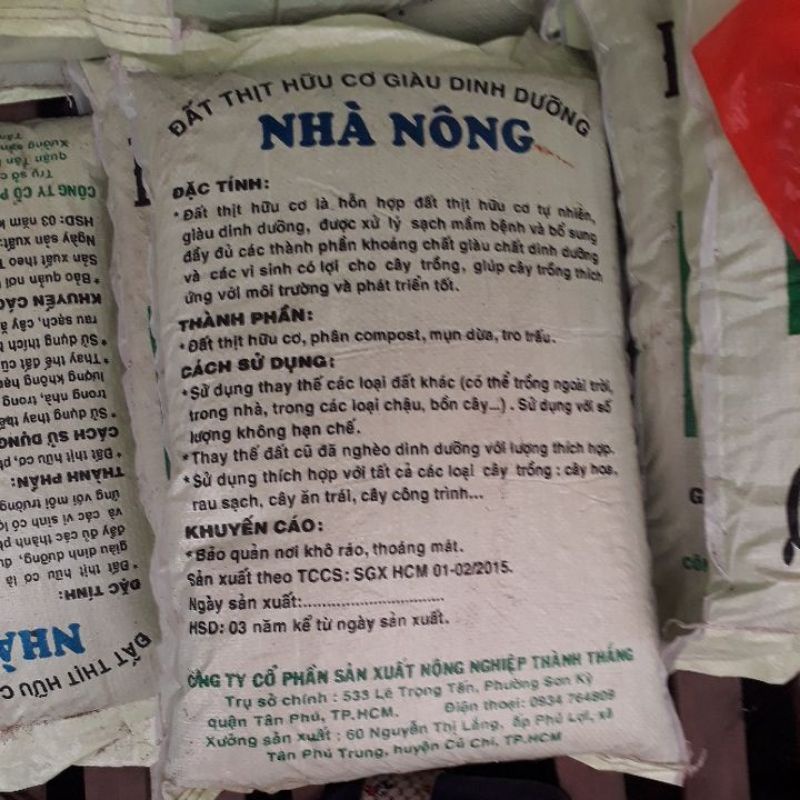 ĐẤT SẠCH TRỒNG RAU - HOA KIỂNG bao 20dm3- có thành phần đất thịt