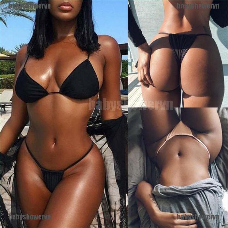 Bộ bikini 2 mảnh trơn áo bra có mút nâng quần lót quyến rũ cho nữ | BigBuy360 - bigbuy360.vn
