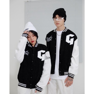 [HipHop] Áo Khóac Form Rộng Nhung Tăm Jacket Varsity Gonz V3