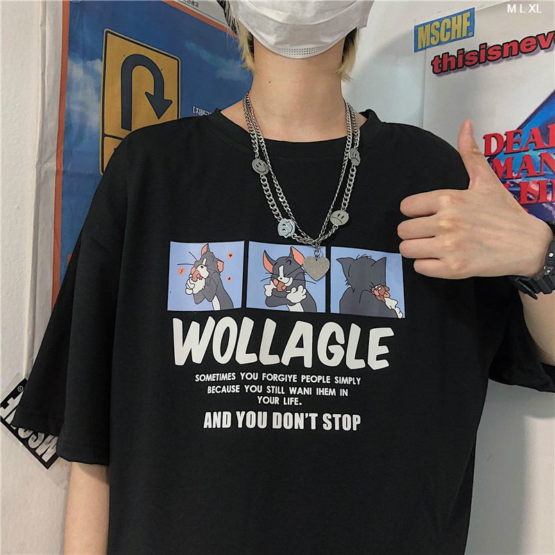 Áo thun tay lỡ  WOLLAGLE  phông Unisex nam nữ tee oversize form rộng pull Ulzzang Streetwear Hàn Quốc vải mềm