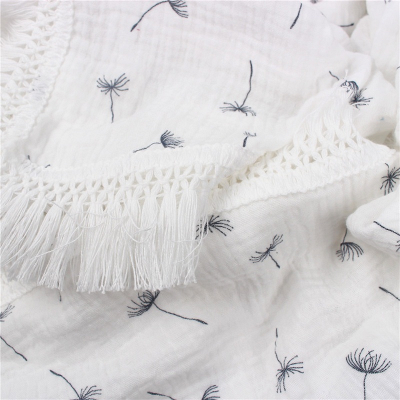 Chăn Quấn Em Bé Bằng Cotton Trơn Phối Tua Rua Dùng Làm Đạo Cụ Chụp Ảnh