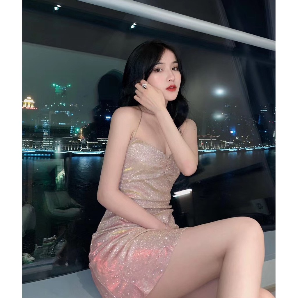 Đầm body kim sa đuôi cá màu hồng HDT178 - Hỉn Hỉn Store