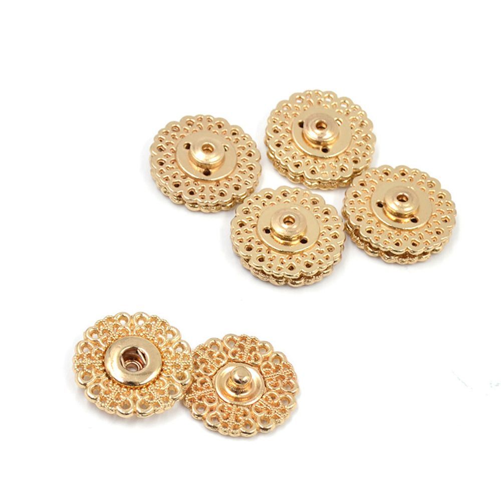 Set 5 nút khóa tròn ẩn màu nối bằng kim loại hình hoa nhiều màu trang trí áo len nylon/áo sweater/áo gió DIY HARRIETT