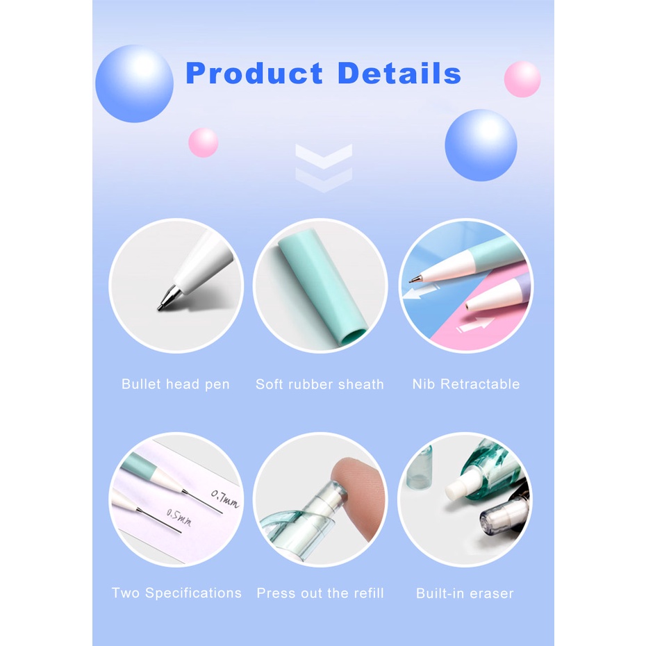 Bút Chì Bấm Bấm Ngòi 0.7/0.5MM HB Kèm Cục Tẩy Cho Học Sinh