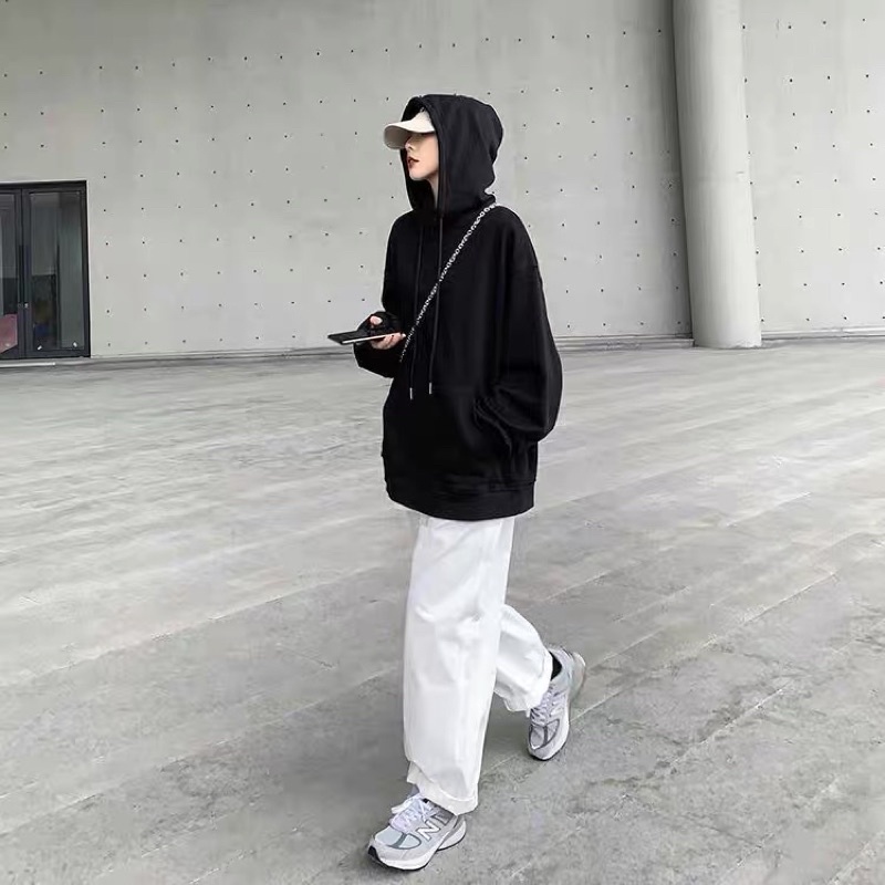 Áo Khoác Hoodie Nữ Trơn Dáng Oversize Chất Nỉ Bông Siêu Ấm Phong Cách Hàn Quốc | BigBuy360 - bigbuy360.vn