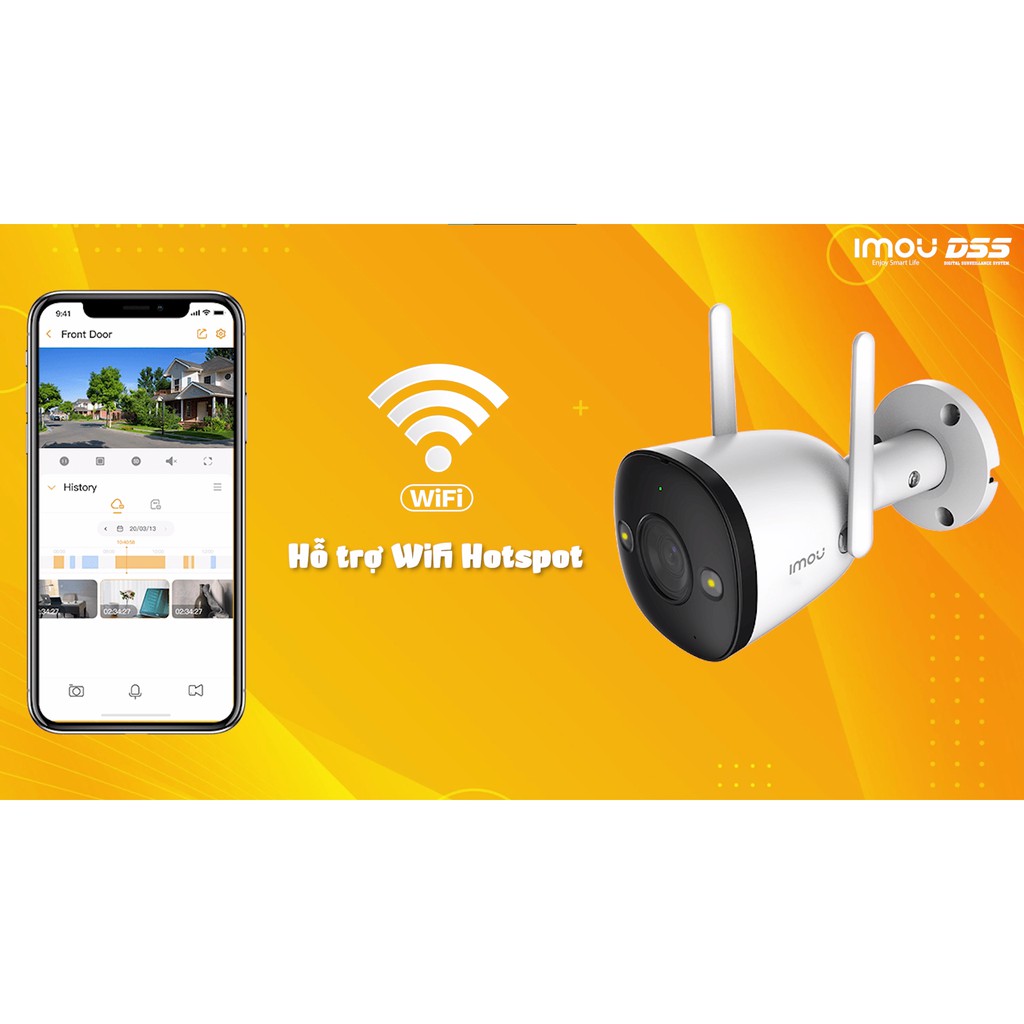 Camera WIFI IMOU ngoài trời F22FEP (có màu ban đêm + còi, đèn báo động) - Hàng chính hãng