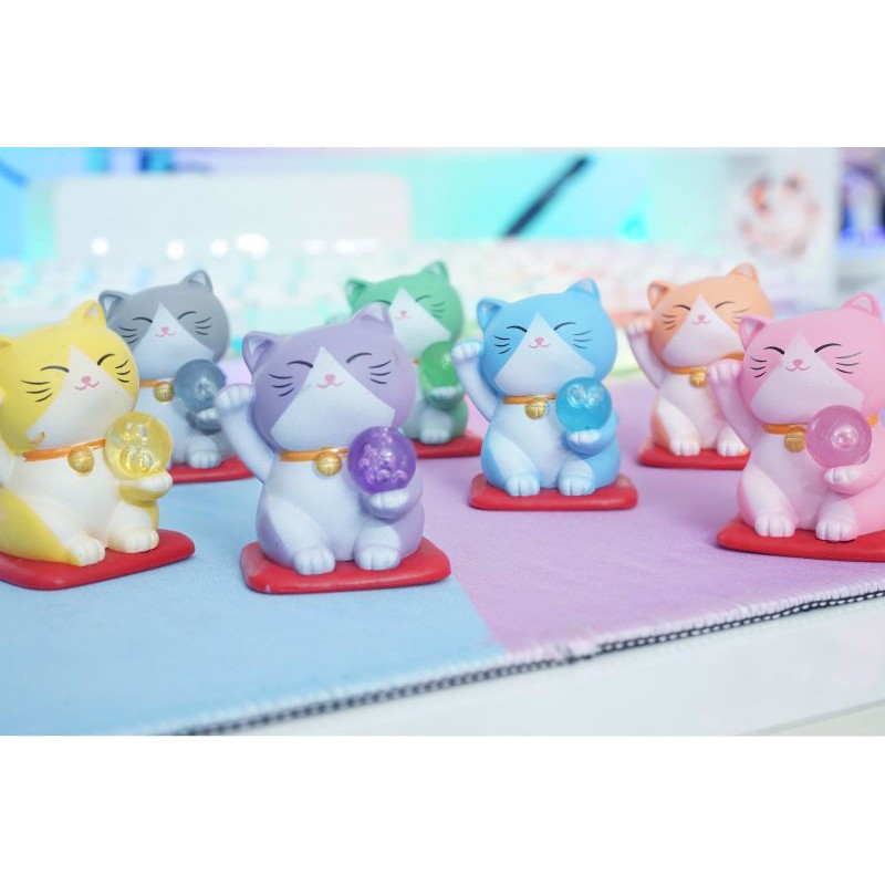 SET 7 MÔ HÌNH MÈO THẦN TÀI MÀU SẮC 5CM