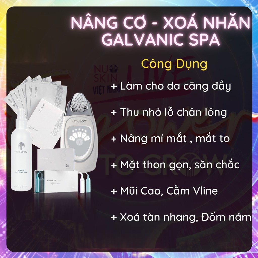 Bộ Máy Nâng Cơ Xóa Nhăn Chống Lão Hóa Nuskin Ageloc Galvanic Spa trẻ hóa làn da xử lý nám tàng nhang