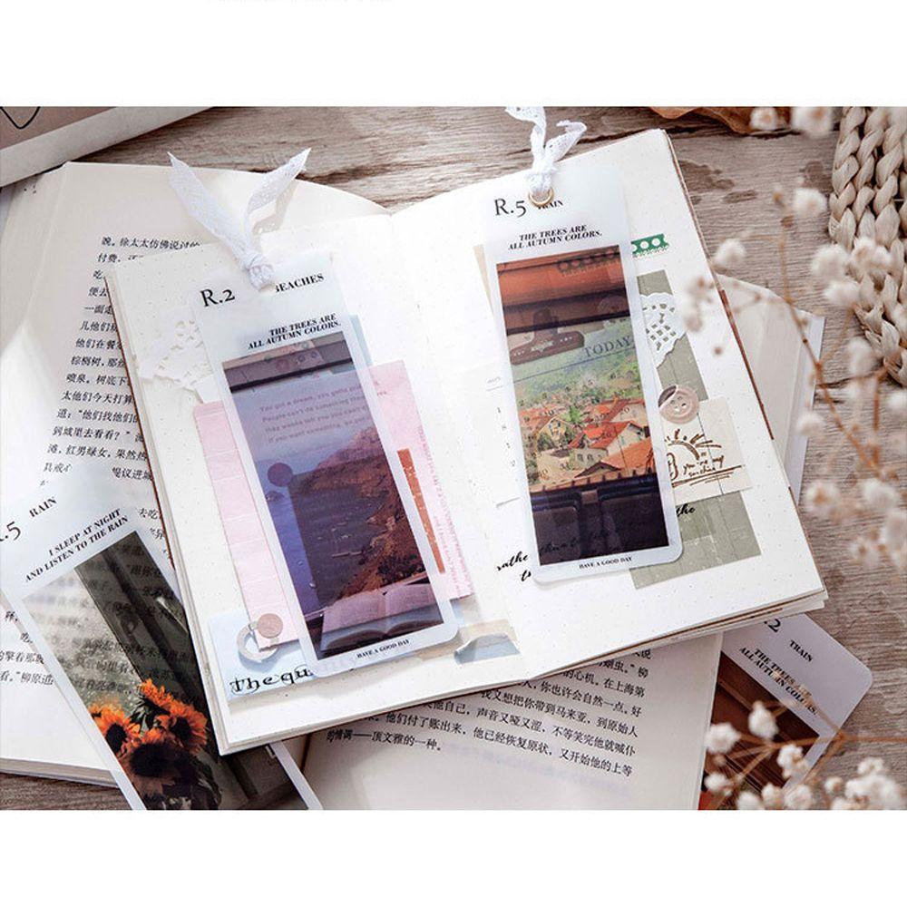 Pewany Set 5 Thẻ Đánh Dấu Trang Sách Mờ Chủ Đề Phong Cảnh Bên Ngoài Cửa Sổ Cho Học Sinh