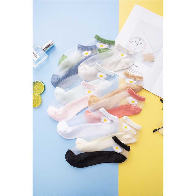 Set 10 Tất Nữ lưới Cổ Ngắn Hoa Cúc Dễ Thương